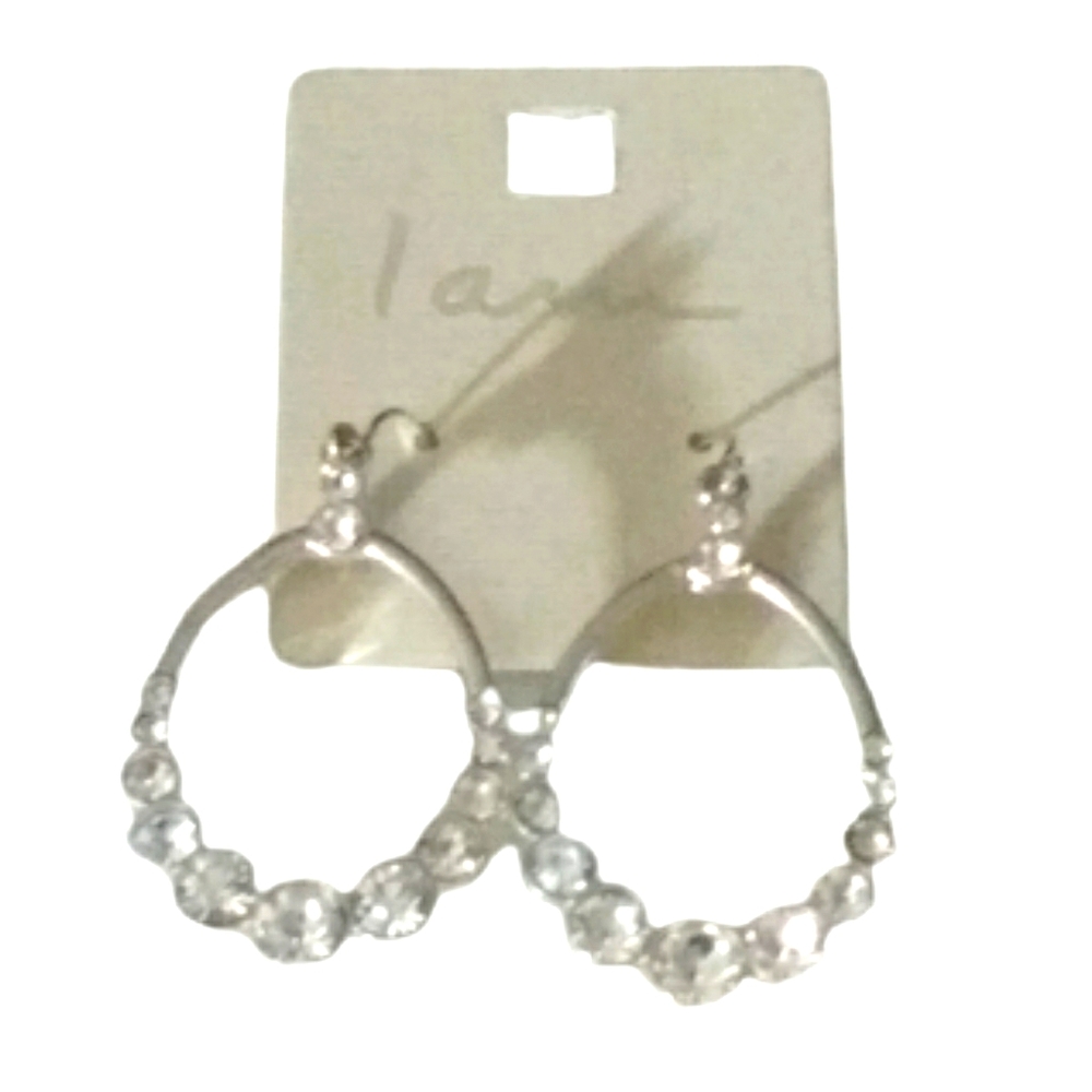 Silver round Diamond Earrings.